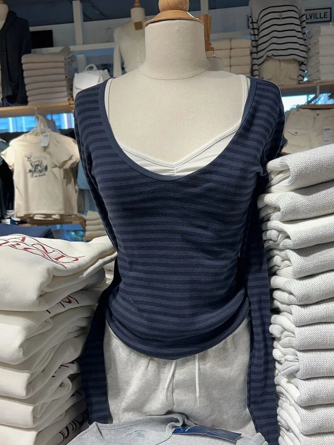 Striped Slim Long Sleeve T-shirt Women Spring V-Neck Cotton Preppy Style Casual Tee Shirts Female Sweet Cute Vintage Y2K Tops