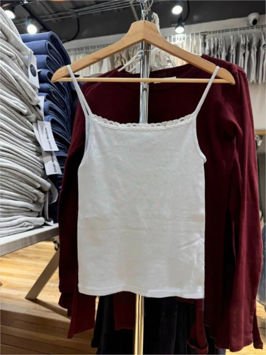Sweet Blue Buttons Slim Tank Top Women Summer New Sweatwear Casual Sleeveless Cotton Slim Camis Cute Simple Basic Vest Tops Y2K