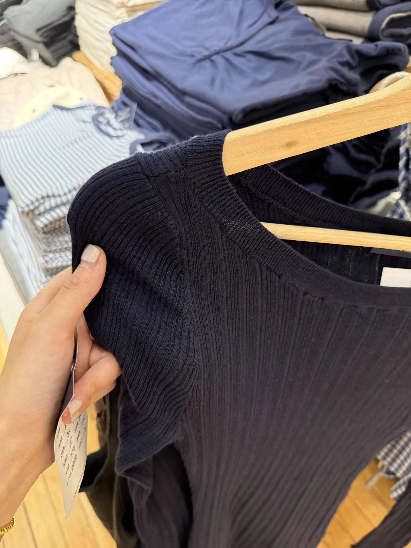 Navy Simple Knit Slim T-shirt Women Autumn New Fashion U-neck Cotton Long Sleeve Tees Preppy Style Chic Casual T Shirt Y2K Top