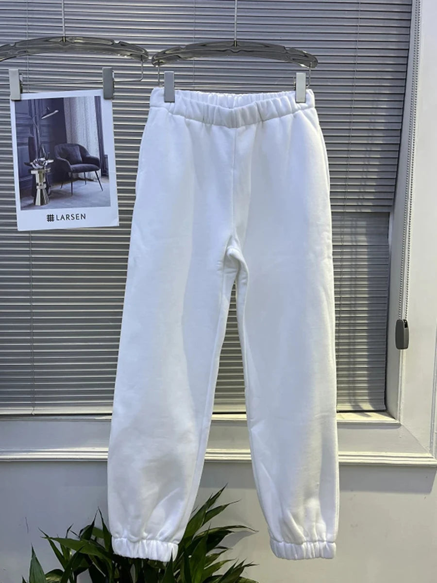 Vintage Loose Harem Pants Women Simple Elastic High Waist Casual Basic Sport Pants Sweet Cotton Preppy Style Sweatpants Y2K New
