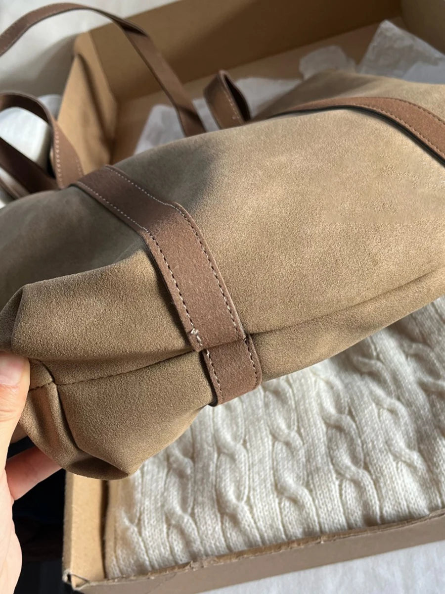 Vintage Brown Pu Tote Bag Four Season American Chic High Capacity Lady Shoulder Bags School Style High Street Fashion Handbags