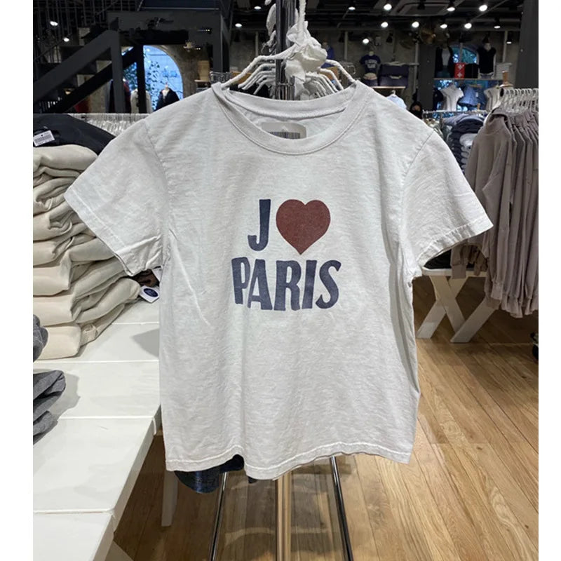 Graphic Print Short Sleeve Tees Women Summer Simple Casual Streetwear Cotton O-neck Slim Tops American Vintage T-shirts Y2K