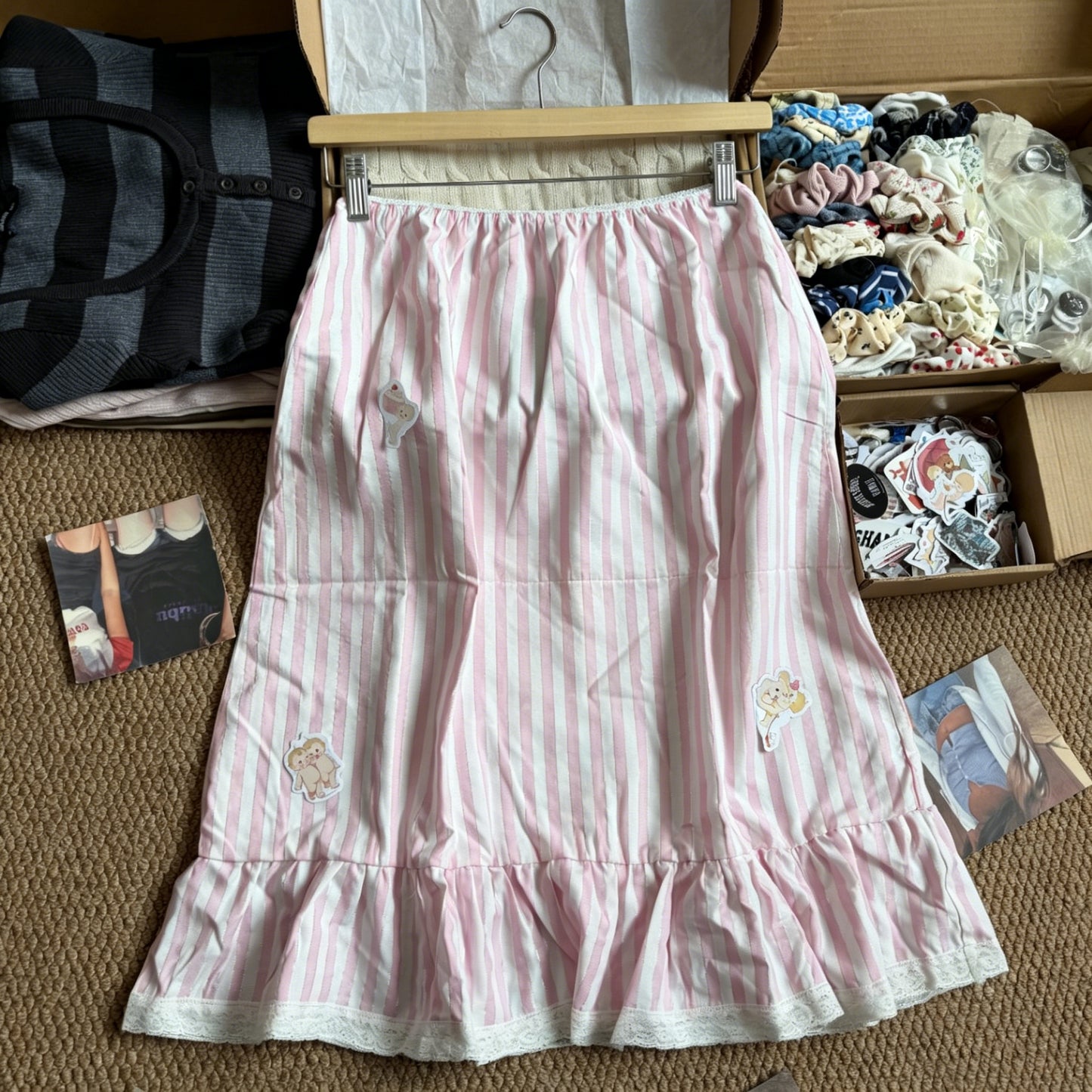 Pink Striped Puff Sleeves Tees Pretty Versatile Blouse