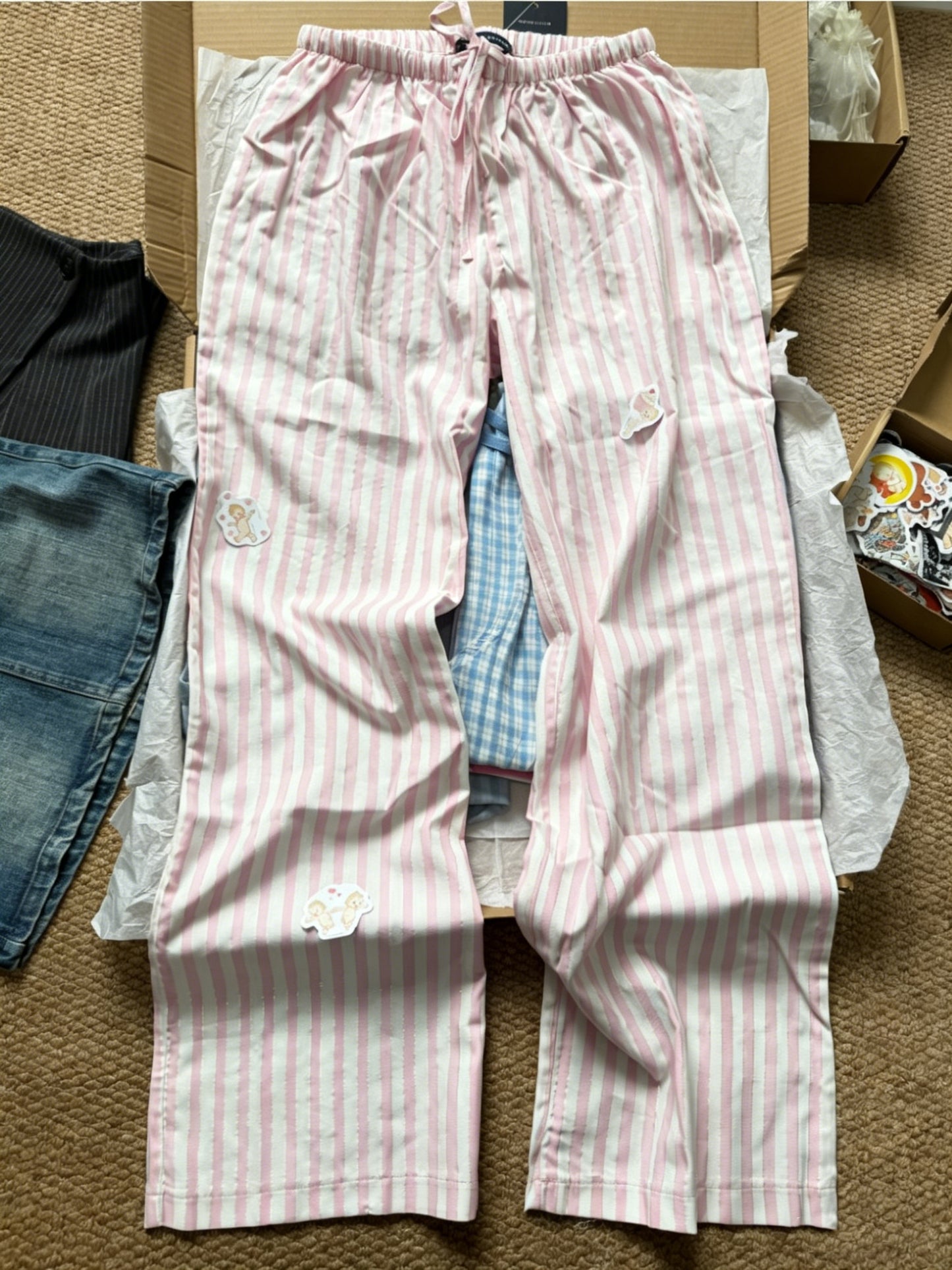 Pink Striped Puff Sleeves Tees Pretty Versatile Blouse