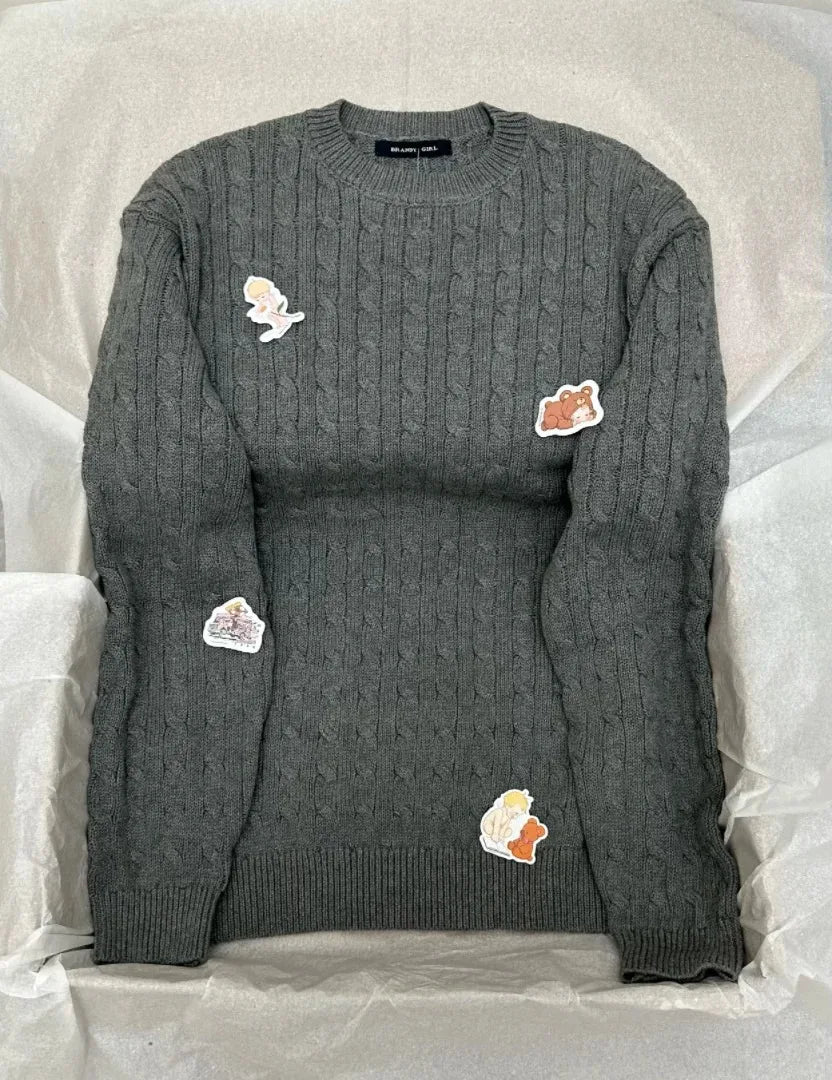 Twisted Flower Sweaters Women Autumn O-neck Cotton Casual Loose Long Sleeve Knitted Tops Vintage Preppy Style Sweet Pullover y2k