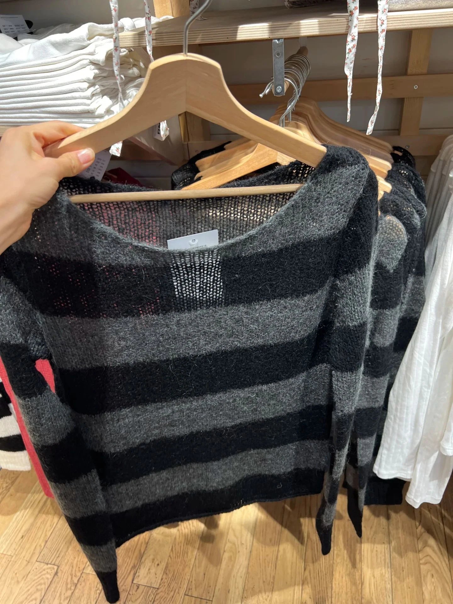 Retro Striped Knitted Long Sleeve T-Shirt Women Sweetwear Scoop Neck Cotton Thin Smock Autumn Vintage Sweet Tee Shirt Tops Y2K
