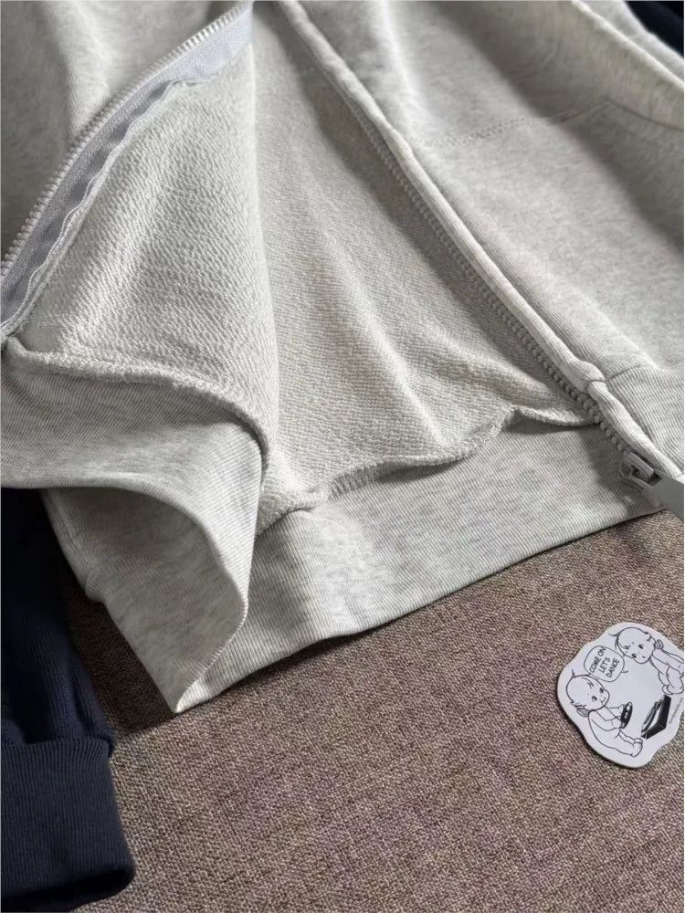 NO.28 Patchwork Long Sleeve Sweatshirts Tops Women New Cotton Slim Chic Pocket Zip-up Pullover Coat Vintage Preppy Style Hoodie