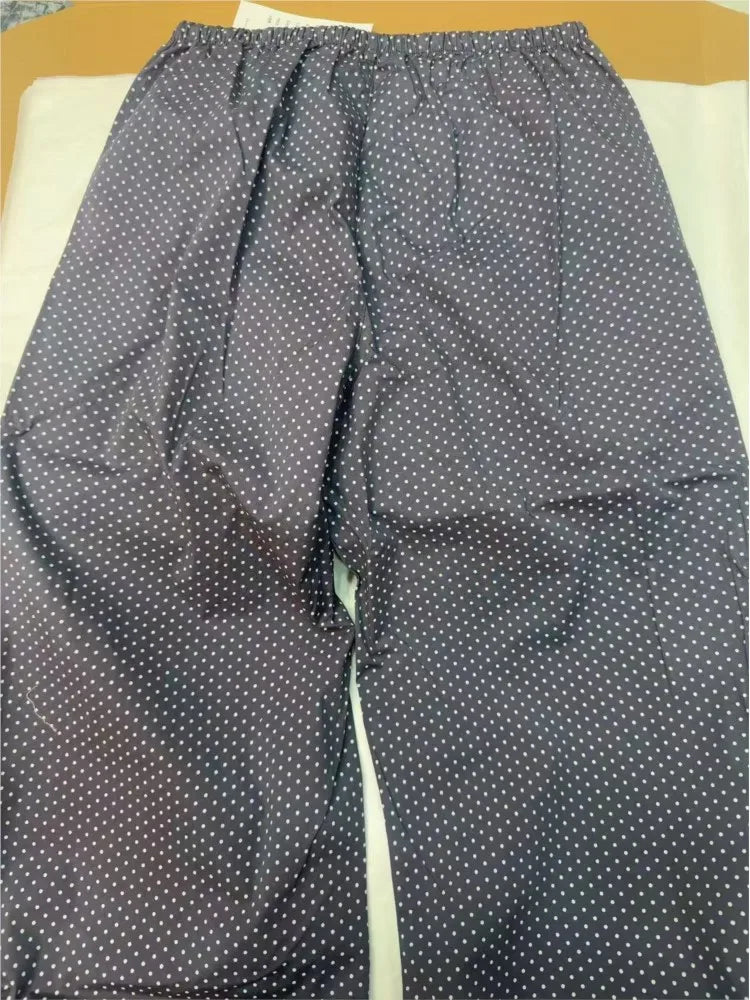 Navy Dot Drawstring Straight Sweatpants Women Summer Y2K Cotton Linen Casual High Waist Trousers Vintage Sport Long Pants New