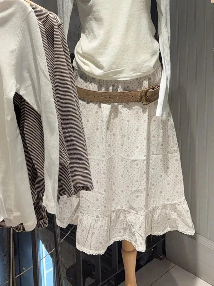 Purple Floral High Waist A-line Skirt Women Summer Streetwear Casual Preppy Style  Mini Skirts Female Sweet Cute Elegant Falas