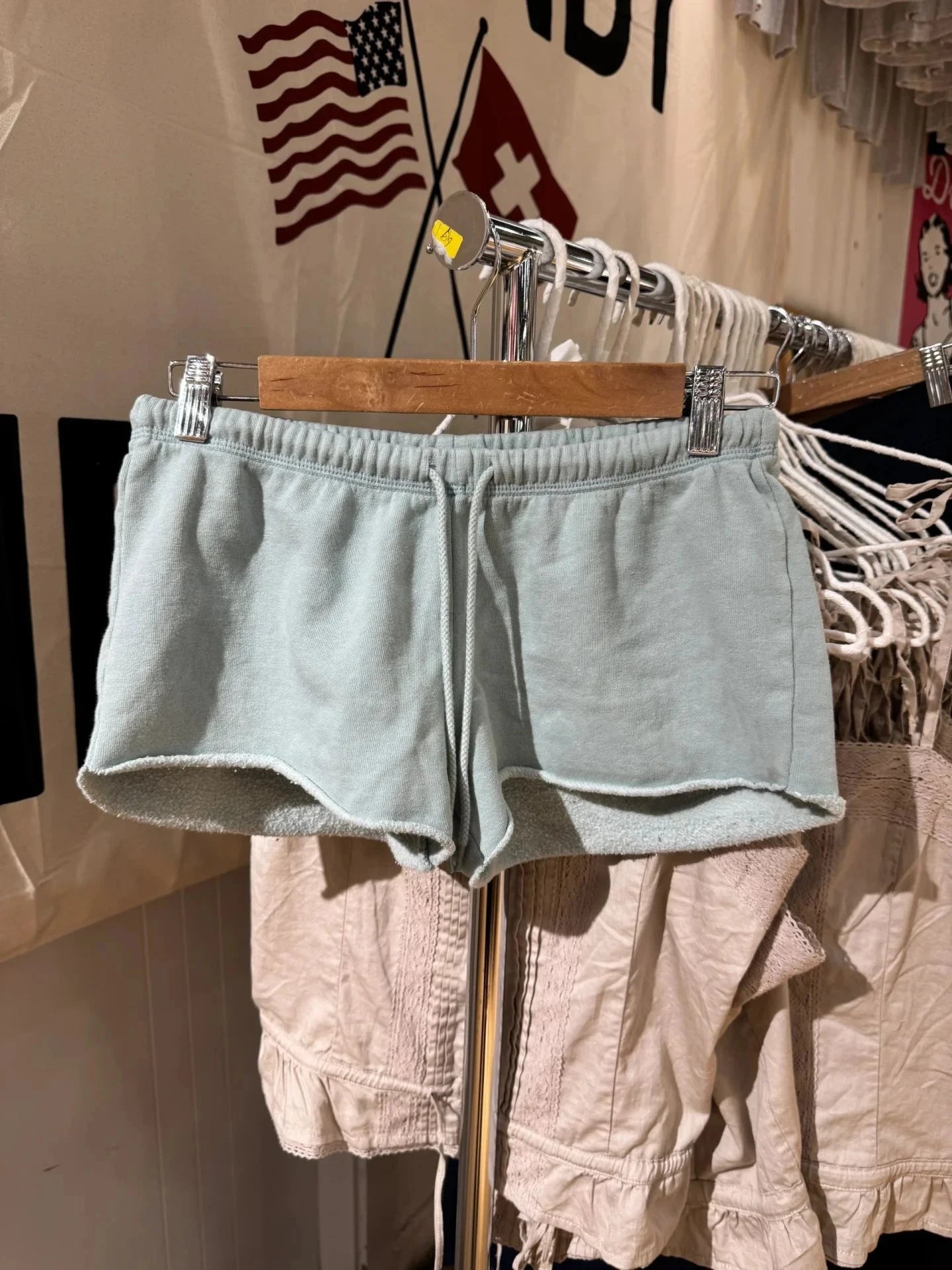 Blue Raw Hem Cotton Short Pant Women Summer Elastic High Waist Casual SweatShorts Sweet Vintage Chic Y2K Drawstring Bottoms New