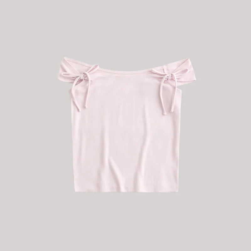 New Sweet Pink Cotton Crimping Short Sleeve Tees Women Summer Casual Simple Square Collar Crop Tops Vintage Basic Y2K T-shirts