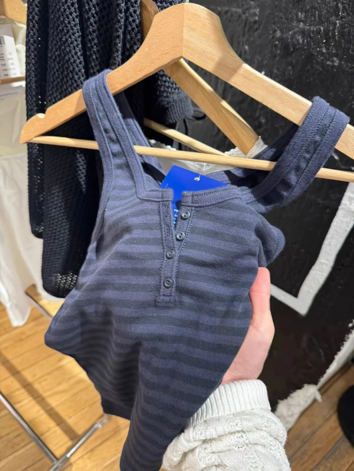 Navy Striped Buttons Tank Tops Women Summer Casual Streetwear Simple Cotton Slim Camisole Female Vintage American Chic Vests Y2K