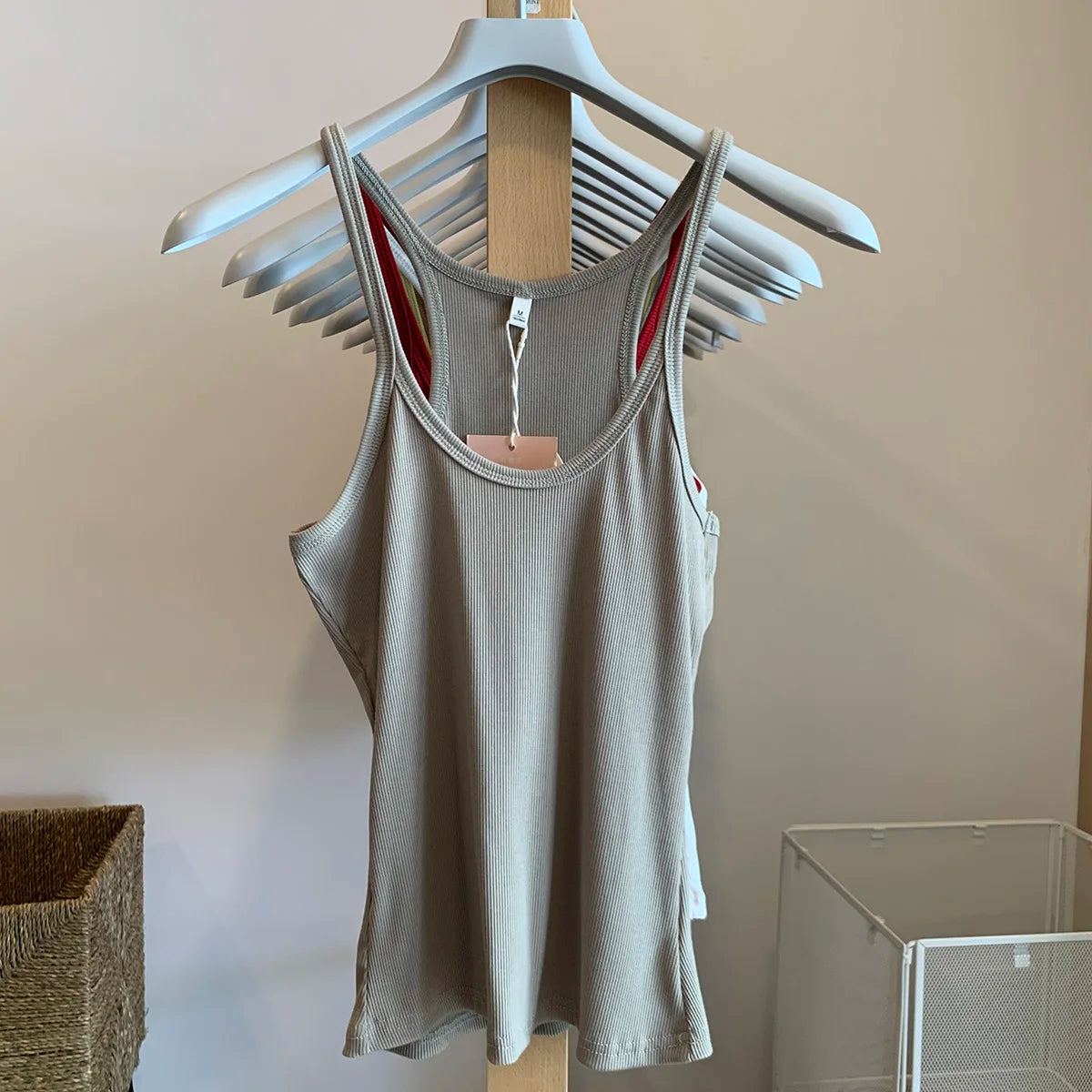 Vintage Solid Ribbed U-neck Tank Tops Women Summer New Streetwear Basic Sleeveless Vests Sweet All-matchCasual Slim  Camisole