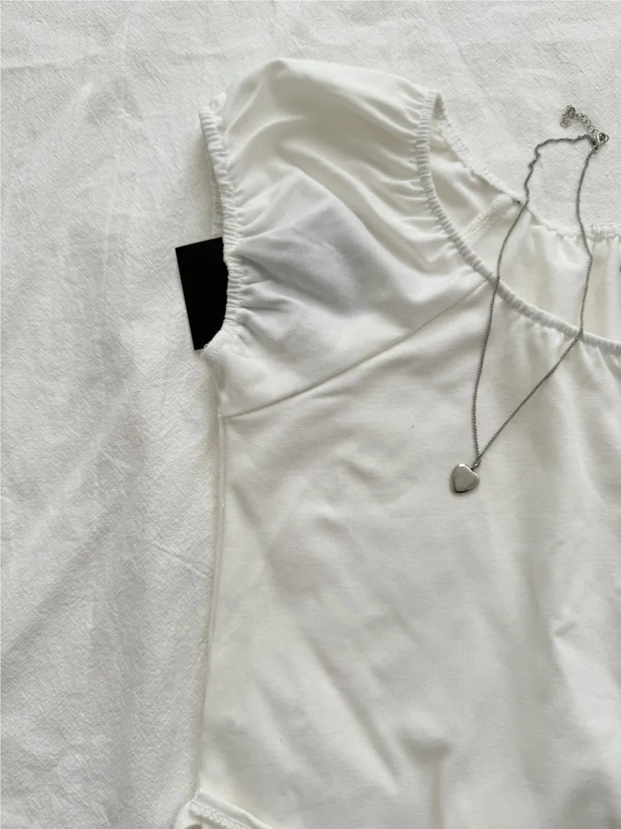 White Back lace-up T-shirt Shorts 2 Pieces Sets Women Cotton Slim Buttons Crop Top+Bow Home Shorts Sweet Two Piece Clean Outfit