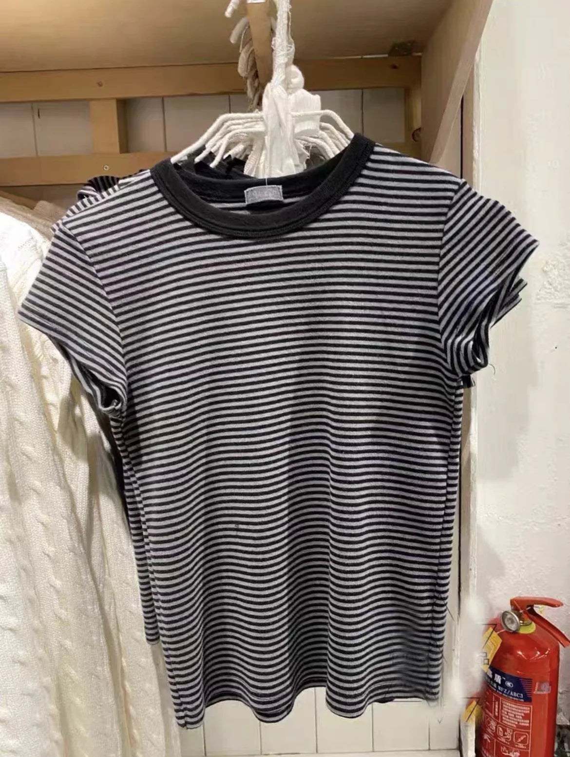 Rose Striped Slim T-shirt Women Casual Chic O-Neck Cotton Short Sleeve Tee Shirts Female Sweet Cute Preppy Style Y2K Tshirts New