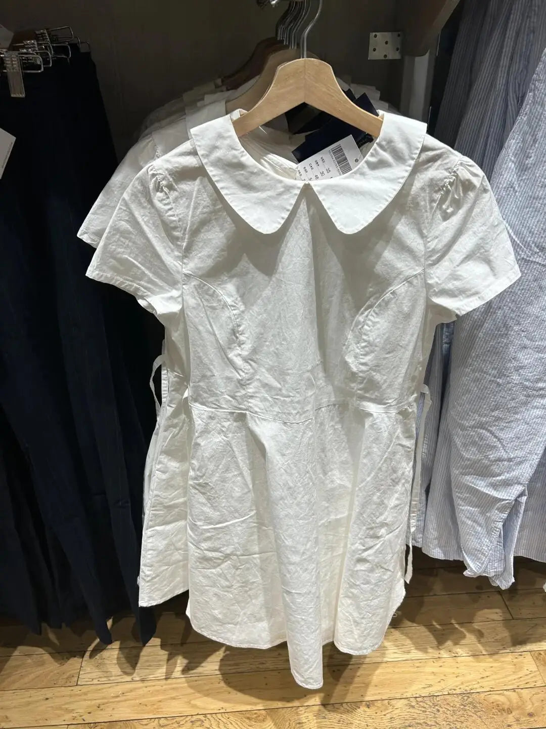 Sweet White Summer Women Dress Cotton Blend Lapel Puff Sleeve Academic Style Short Dress Chic Waist Tied A-line Tutu Dress New