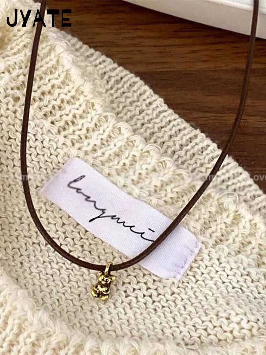 Little Bear Plated Silver Pendant Necklace Girl New Streetwear Harajuku Punk Charms Jewelry Chains Women Vintage Cute Choker Y2K