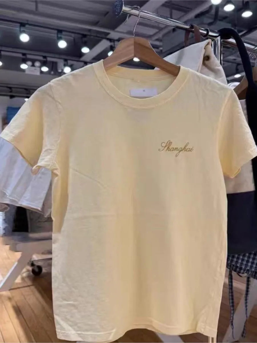 Letter Embroidery O-neck T-shirts Women Summer New Casual Streetwear Short Sleeve Tees Sweet OOTDS chic Simple Tshirt Y2K Tops
