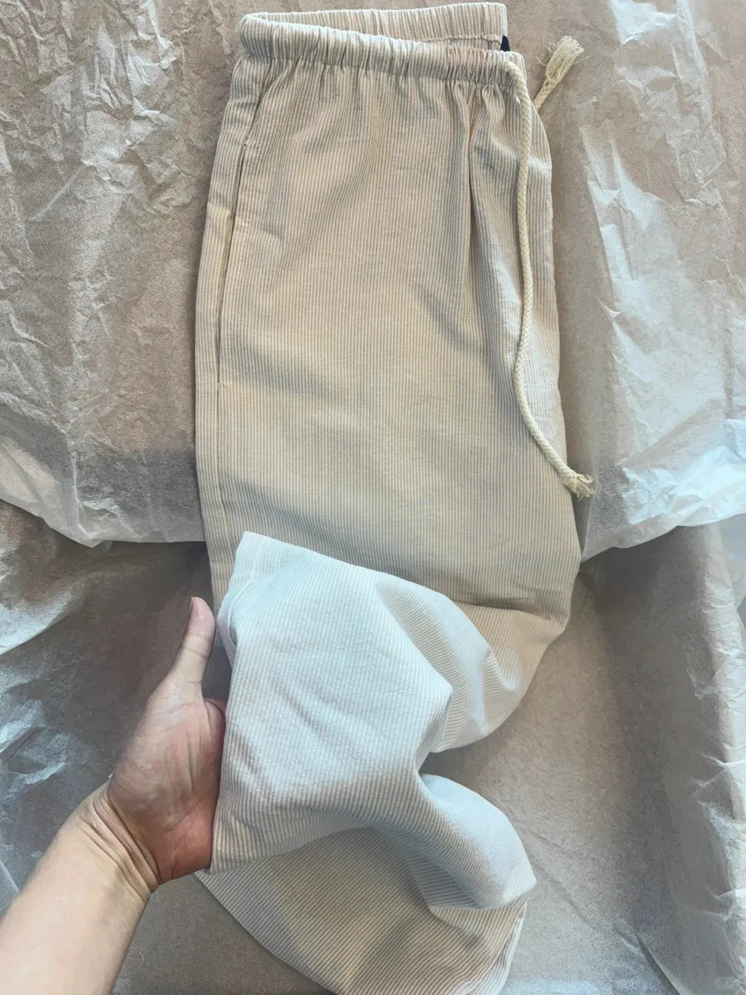 Striped Drawstring Wide Leg Pants Female Cotton Casual Home High Waist Sport Pants Simple Streetwear Loose Y2K Trousers