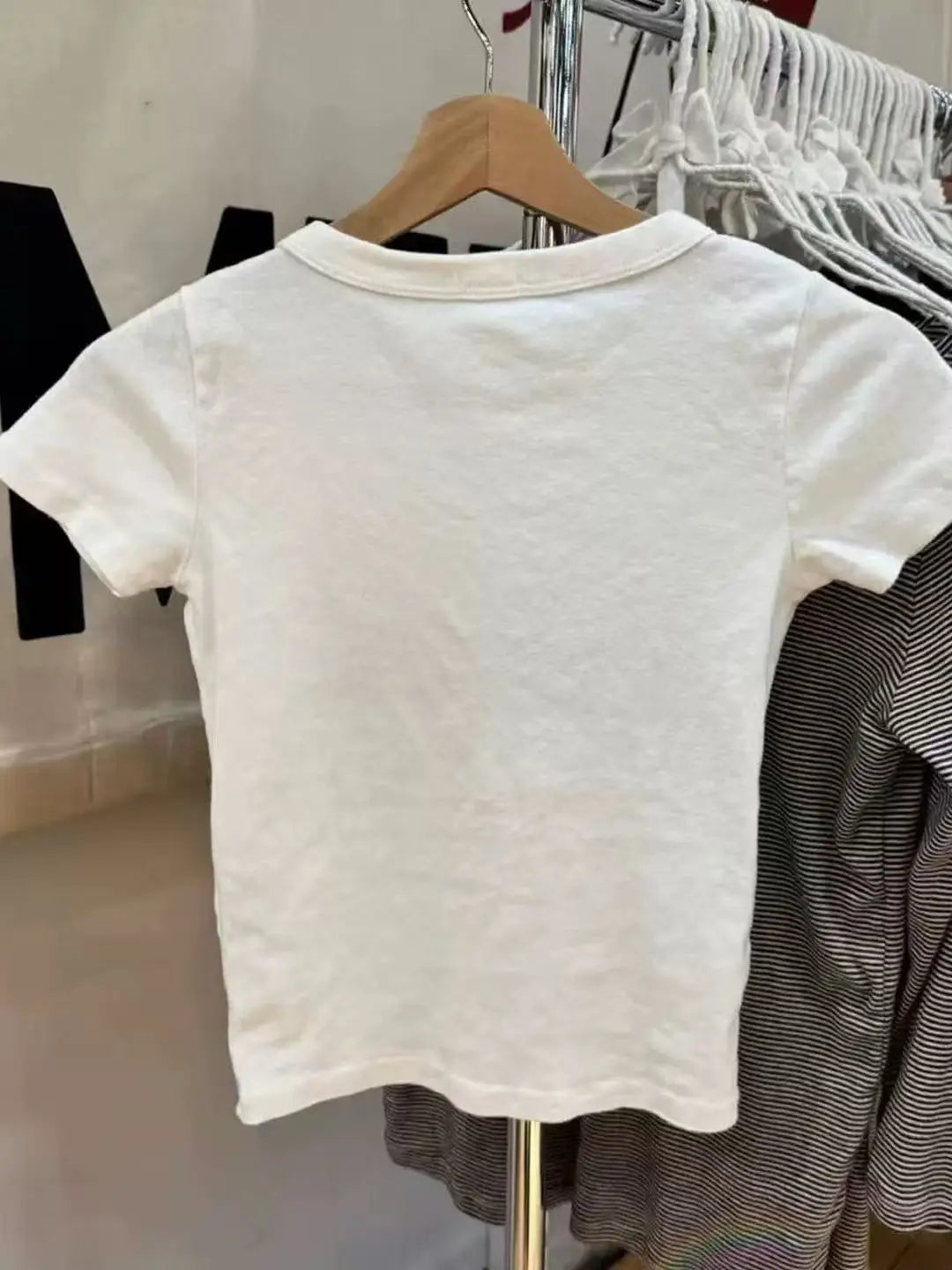 Letter Embroidery T-shirts Women Summer Streetwear Cotton Slim Short Sleeve Tees Sweet Vintage Preppy Style Tshirt Y2K Tops