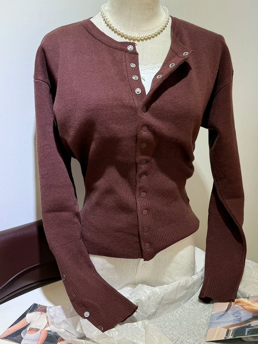 Pink Long Sleeve Knitted Cardigan Women Spring Simple Button Casual Jumper Shoujo Clothes Sweet Cute Preppy Style Sweater Top
