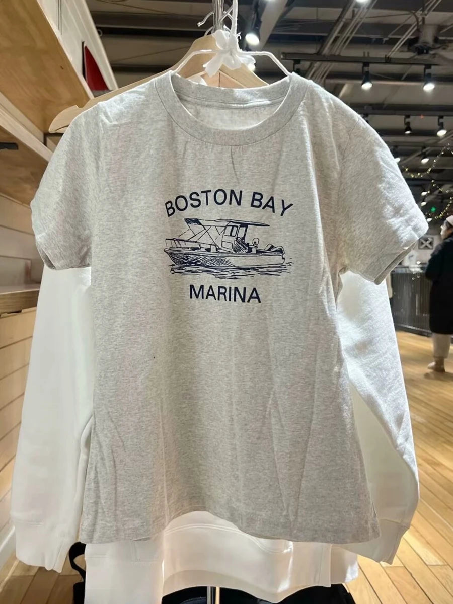 Sweet Guitar Letter Print Red T-Shirt Women Summer New O-neck Cotton Short Sleeve Tee Shirts Vintage Streetwear Tshirt Y2K Tops