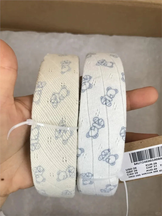 Little Bear Print Headbands Women New Casual Vintage Cotton Preppy Style Streetwear Headwears Girl Cute Sweet Y2K Headband OOTDS