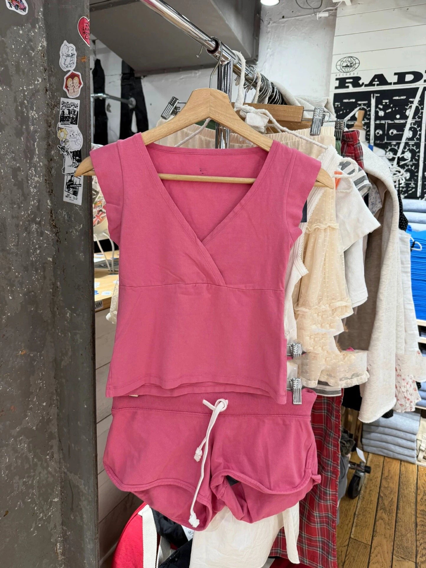 New Rose Pink Cotton Short Pant Women Casual Elastic High Waist Casual SweatShorts Sweet Vintage Cute Y2K Drawstring Bottoms