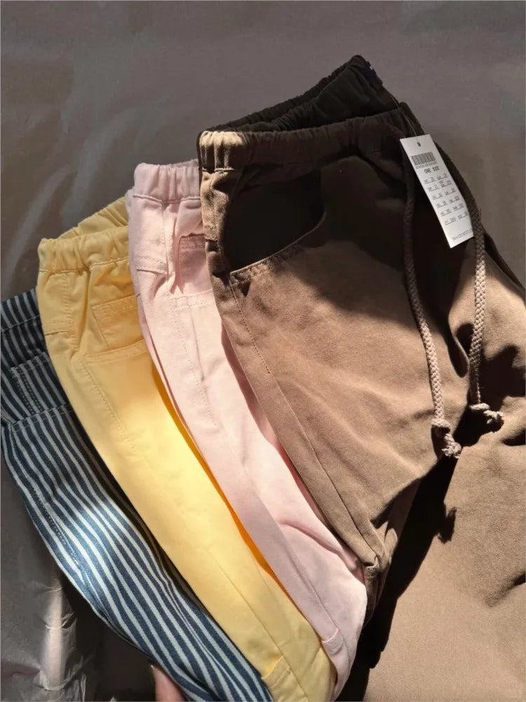 Brown Frankie Pockets Drawstring Pants Women Autumn Sexy Low Waist Straight Long Pant Baggy Vintage Loose Preppy Style Trousers