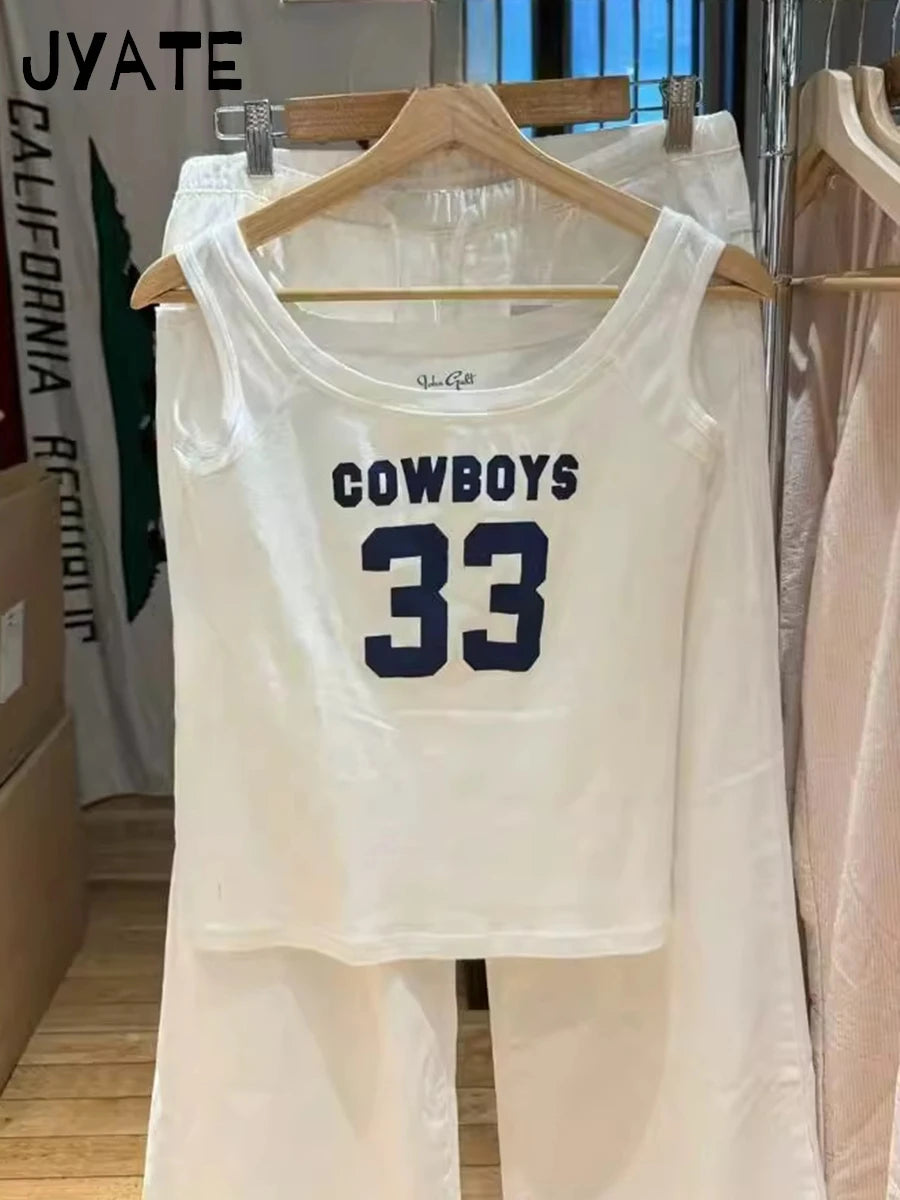 Fashion 33 Print Scoop Neck Tank Tops Women New Cotton Soft Casual Simple Preppy Sleeveless Vests Sweet Chic Vintage Camis Y2K