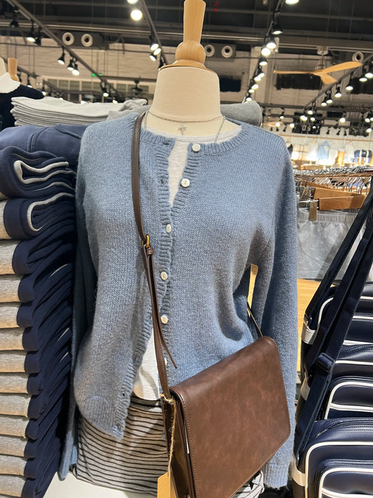 Solid Sweater Cardigan Simple Spring Round Neck Single Breasted Long Sleeve Cotton Knitwear Casual Simple All-match Sweaters