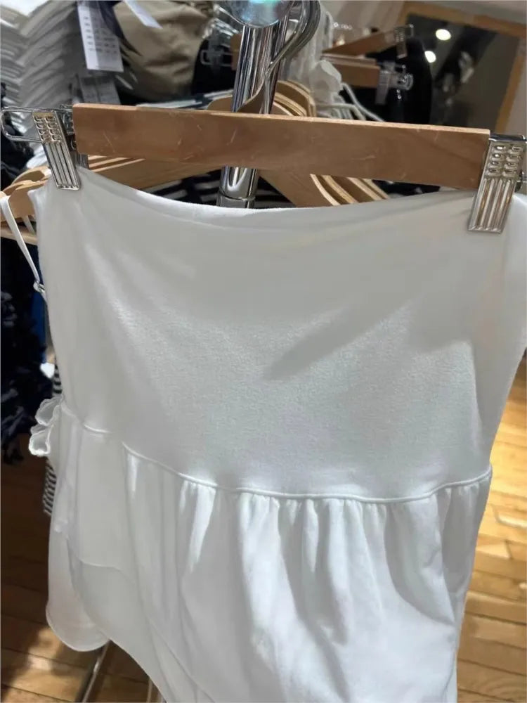 Tiered Ruffle White Mini Skirts Women Summer Sweet Cotton High Waist Skirt Female Cute Vintage Preppy Style A-line Short Faldas