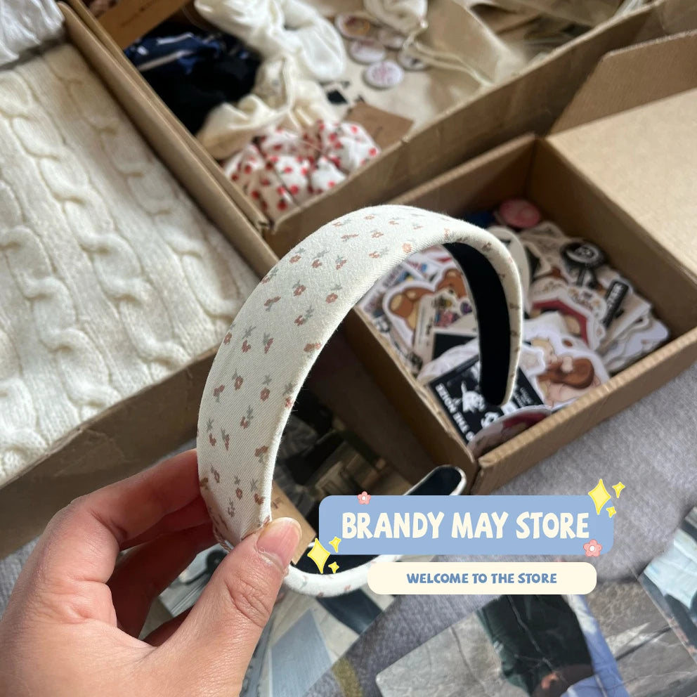 Cute Graphic Print Headbands Women 2024 New Casual Vintage Cotton Preppy Style Streetwear Headwears Chic Sweet Girl Headband Y2K