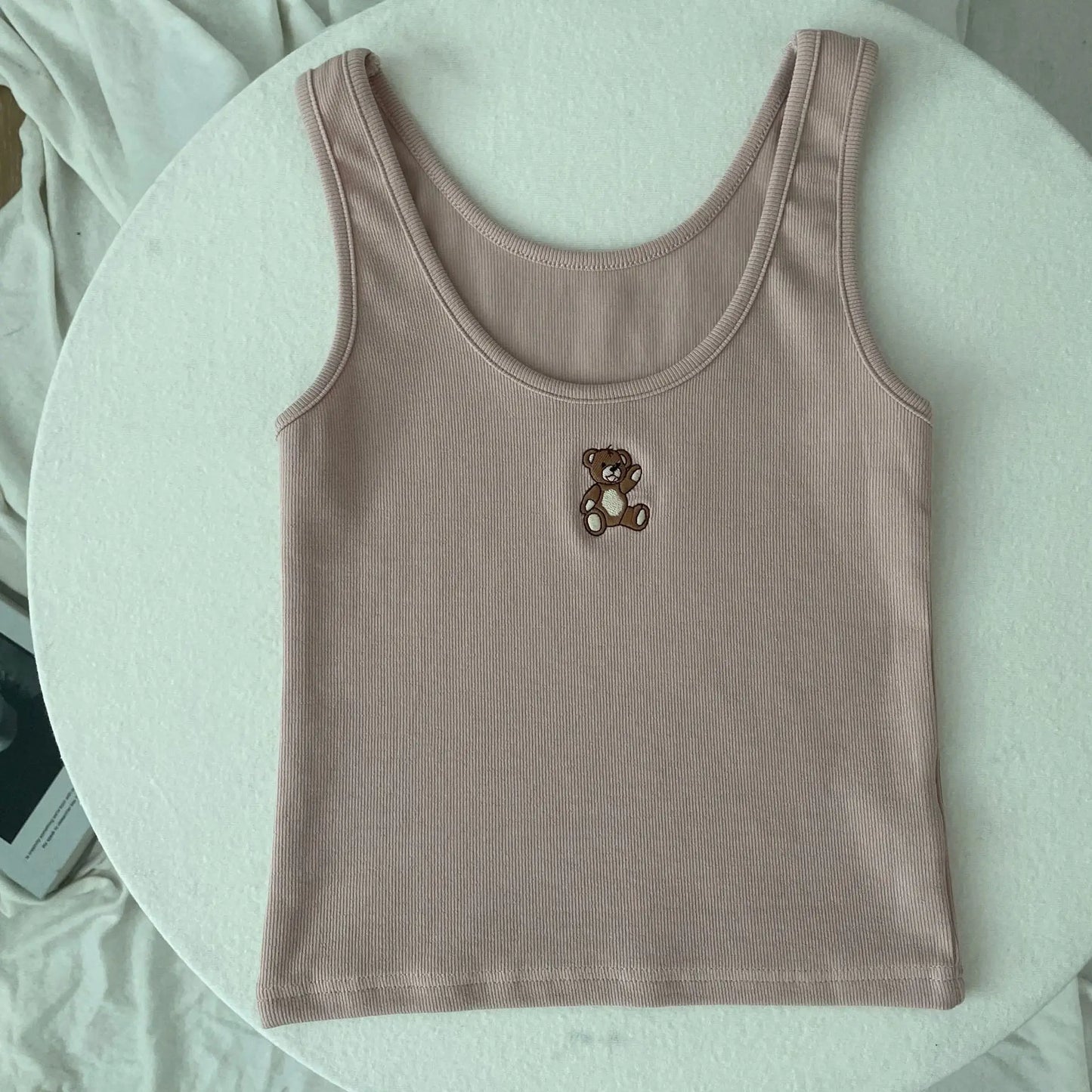 Cute Little Duck Embroidery Tank Tops Women Summer New Cotton Casual U-neck Sleeveless Vests Simple Basic Sweet Camisole Y2K Top