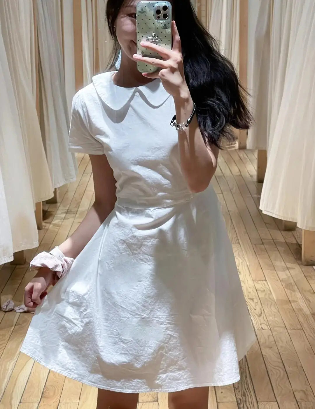 Sweet White Summer Women Dress Cotton Blend Lapel Puff Sleeve Academic Style Short Dress Chic Waist Tied A-line Tutu Dress New