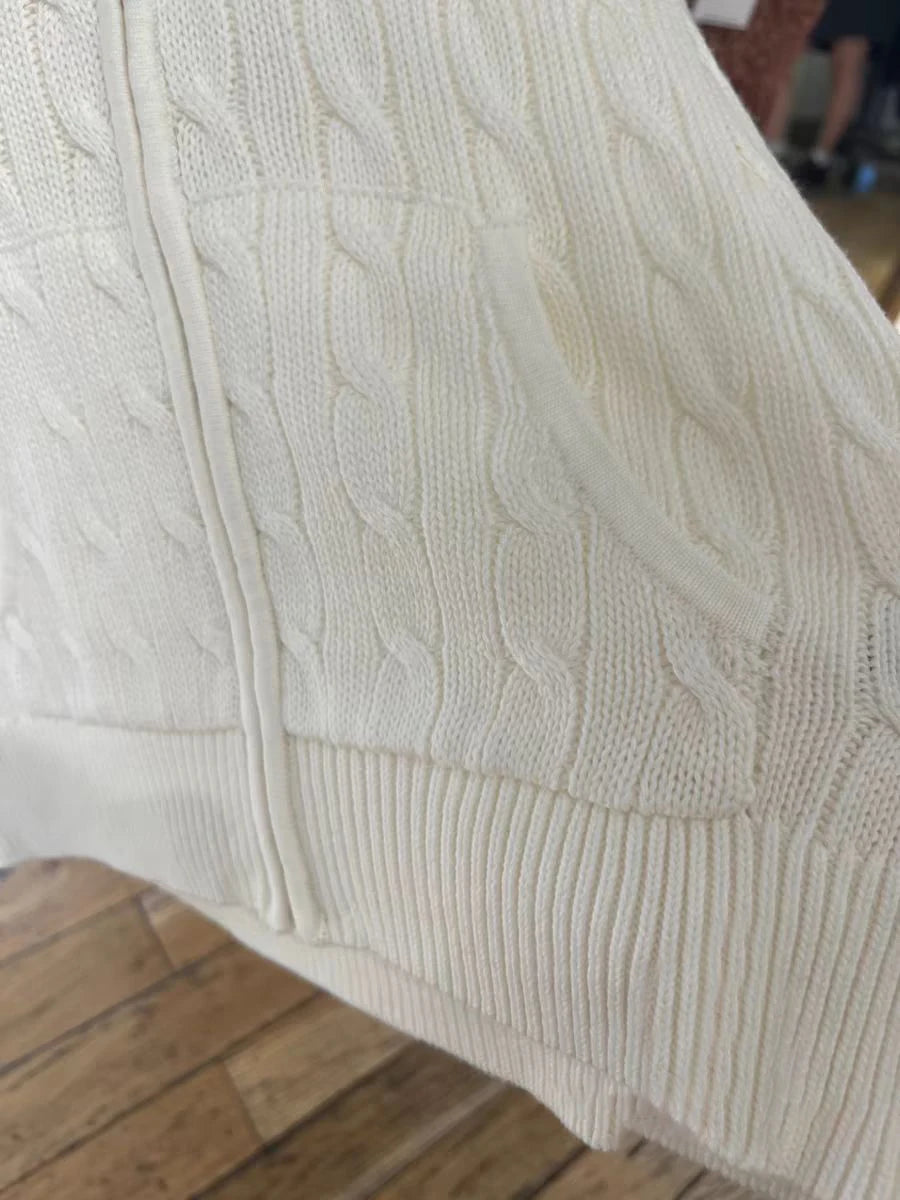 Simple Solid Twisted Flower Knit Cardigan Sweater Women Autumn Long Sleeve Pocket Hooded Zipper Coat Sweet Preppy Style Knitwear