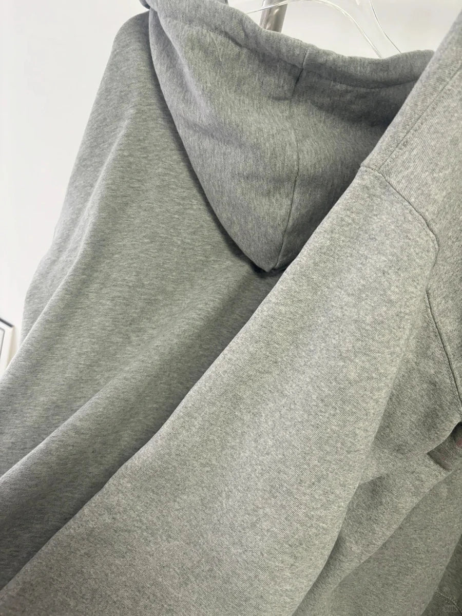 Letter Embroidered Zip-up Hoodies Woman Casual Simple Long Sleeve Oversized Hooded Cotton Sweatshirts Preppy Style Hoodies Tops