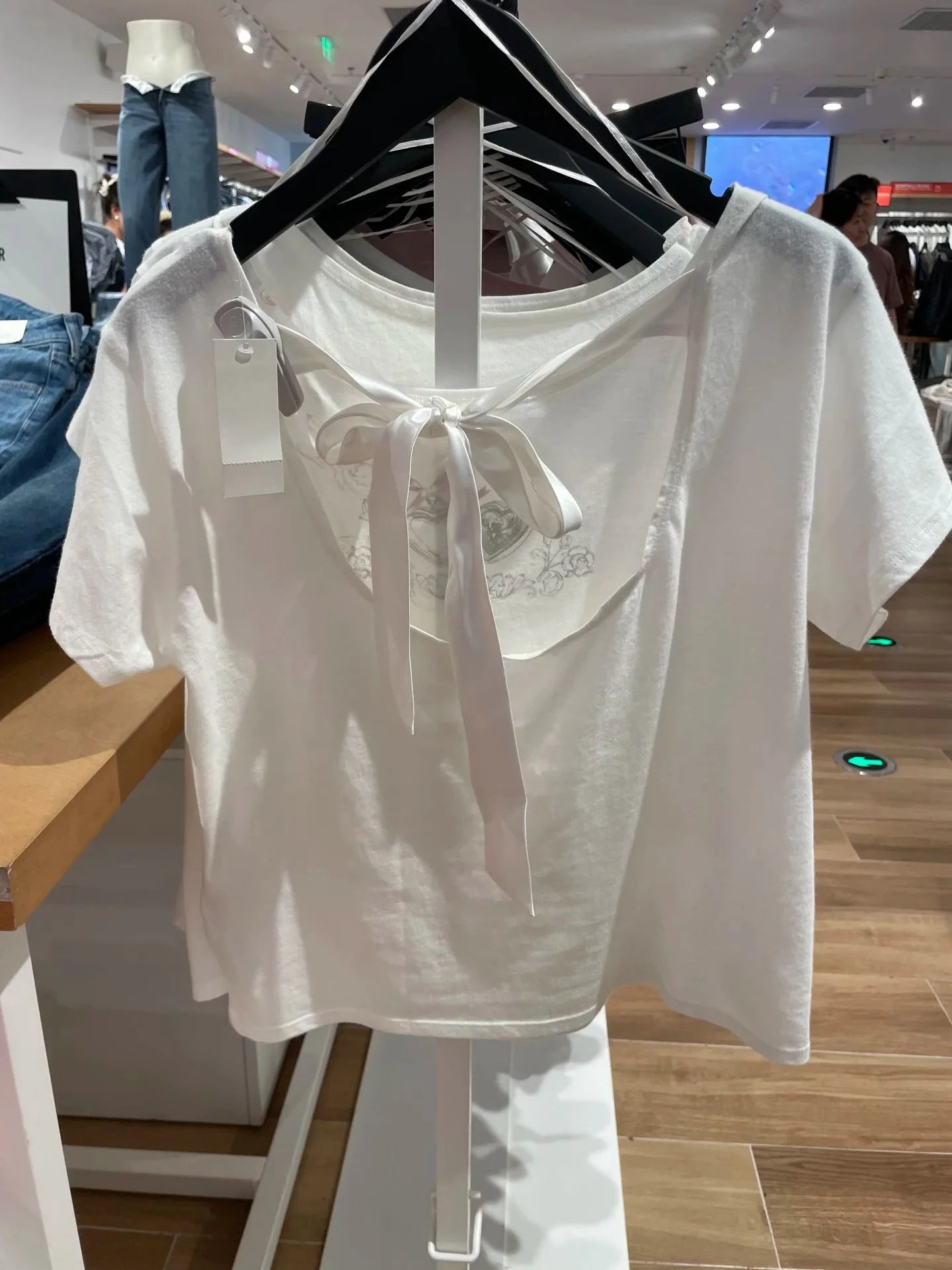 Letter Print Back Bow Lace-up Cut Out T-shirt Women Summer O-neck Cotton Short Sleeve Tshirt Female Vintage Sweet Tee Tops New