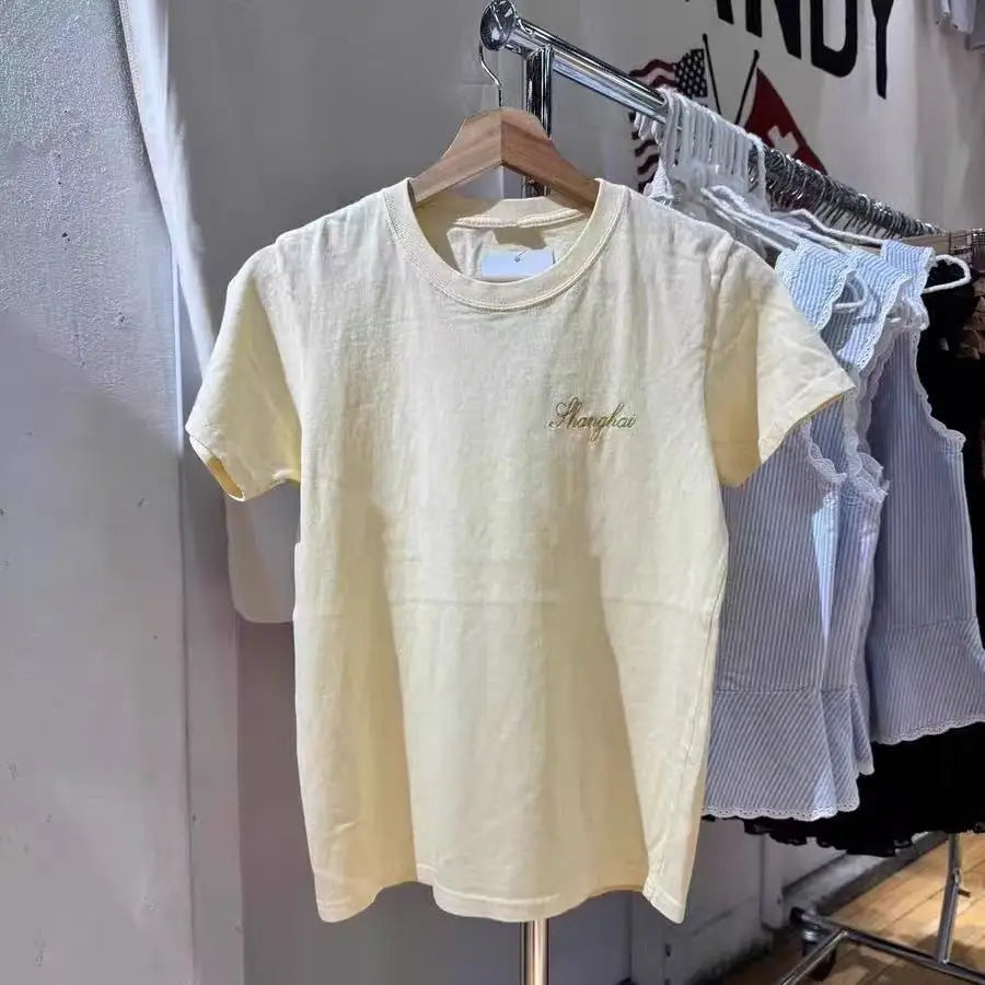 Letter Embroidery O-neck T-shirts Women Summer New Casual Streetwear Short Sleeve Tees Sweet OOTDS chic Simple Tshirt Y2K Tops