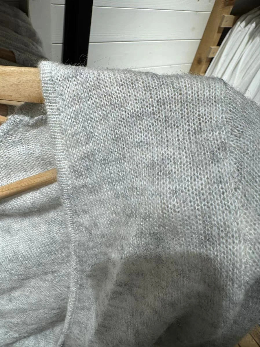Sweet Gray Lace-up Knitted Long Sleeve T-shirts Cardigan Women Autumn V-neck Cotton Casual Smock Simple Wrap Tee Crop Tops Y2K