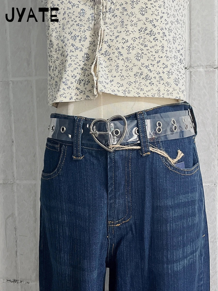 Retro Metal Buckle PU Black Belt Women New Streetwear Casual Rock n Roll Punk Preppy Style Vintage Chic Belts Y2K