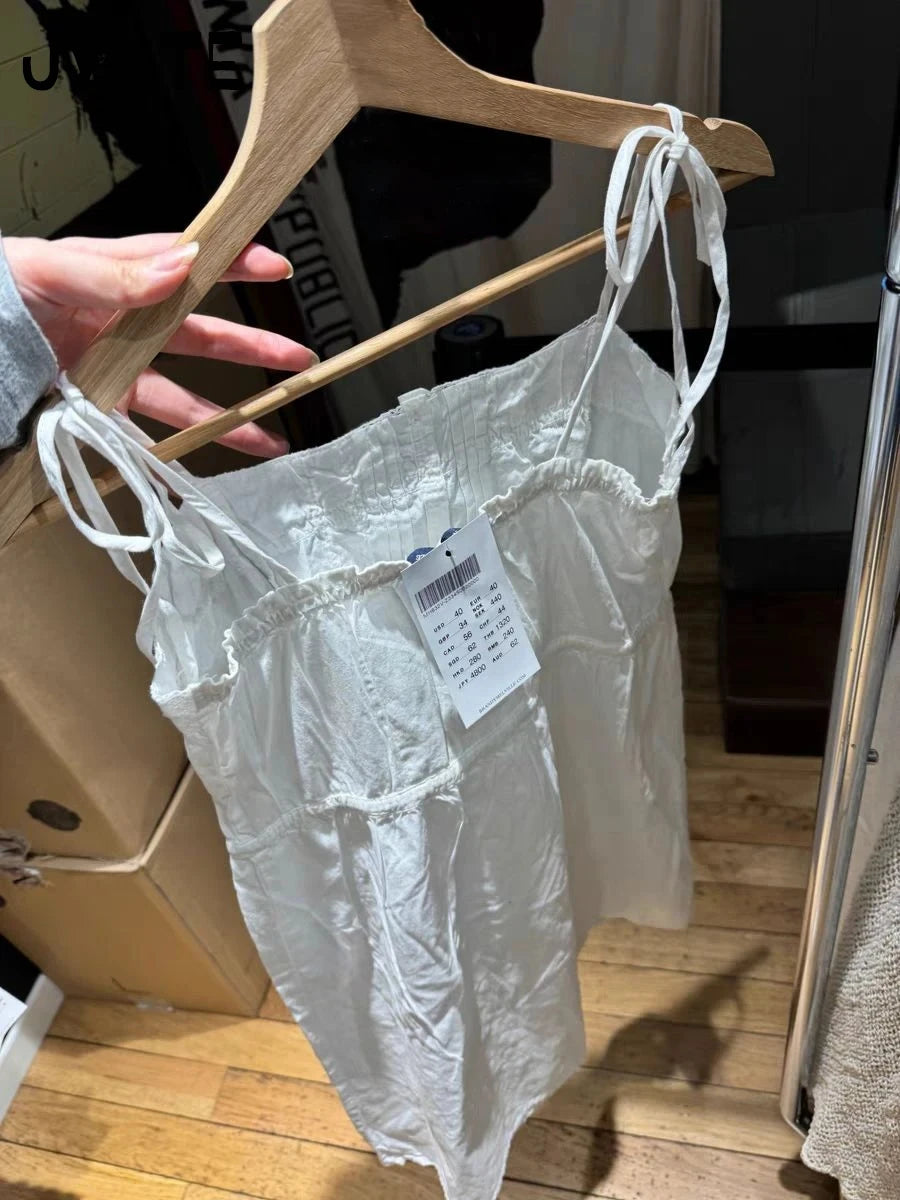 White Lace Trim A-line Dress Women Summer New Cotton Casual Preppy Style Short Vestidos Sweet Casual Preppy Style Mini Dresses