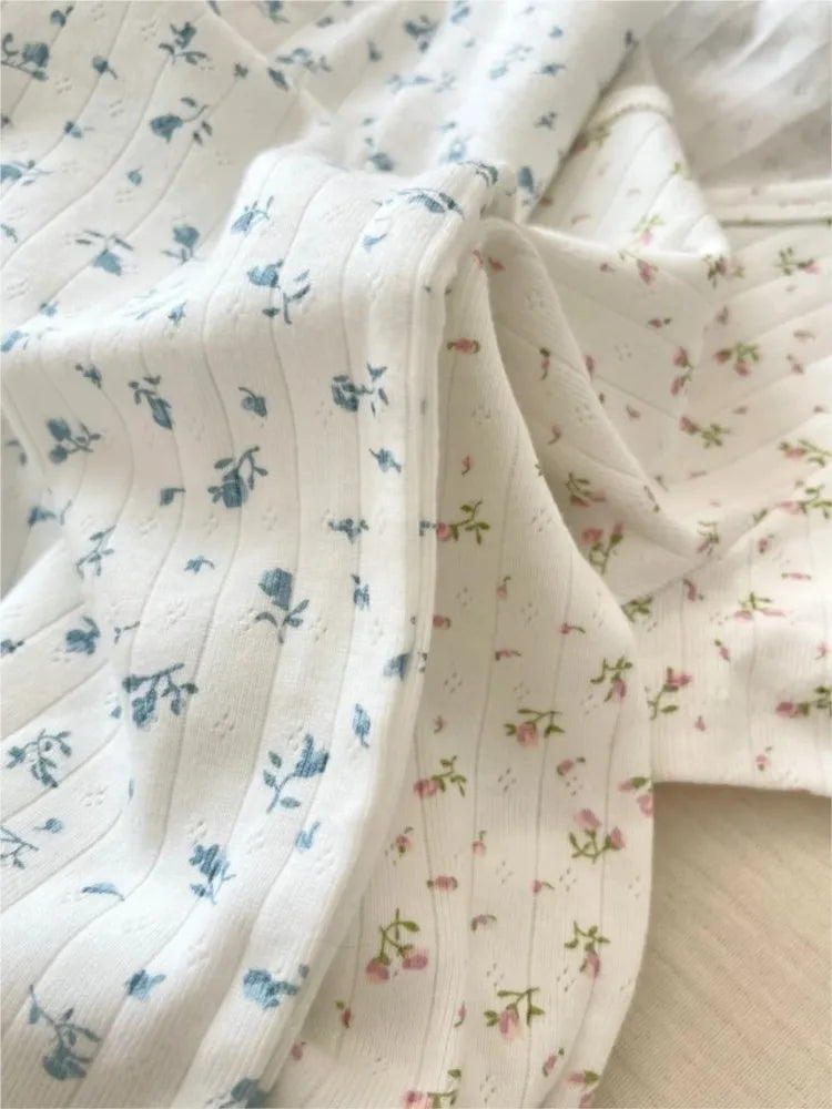 Sweet Eyelet Floral T-shirts Women Summer Casual Cotton Buttons Slim O-neck Short Sleeve Tees Cute Preppy Style Crop Tops Y2K