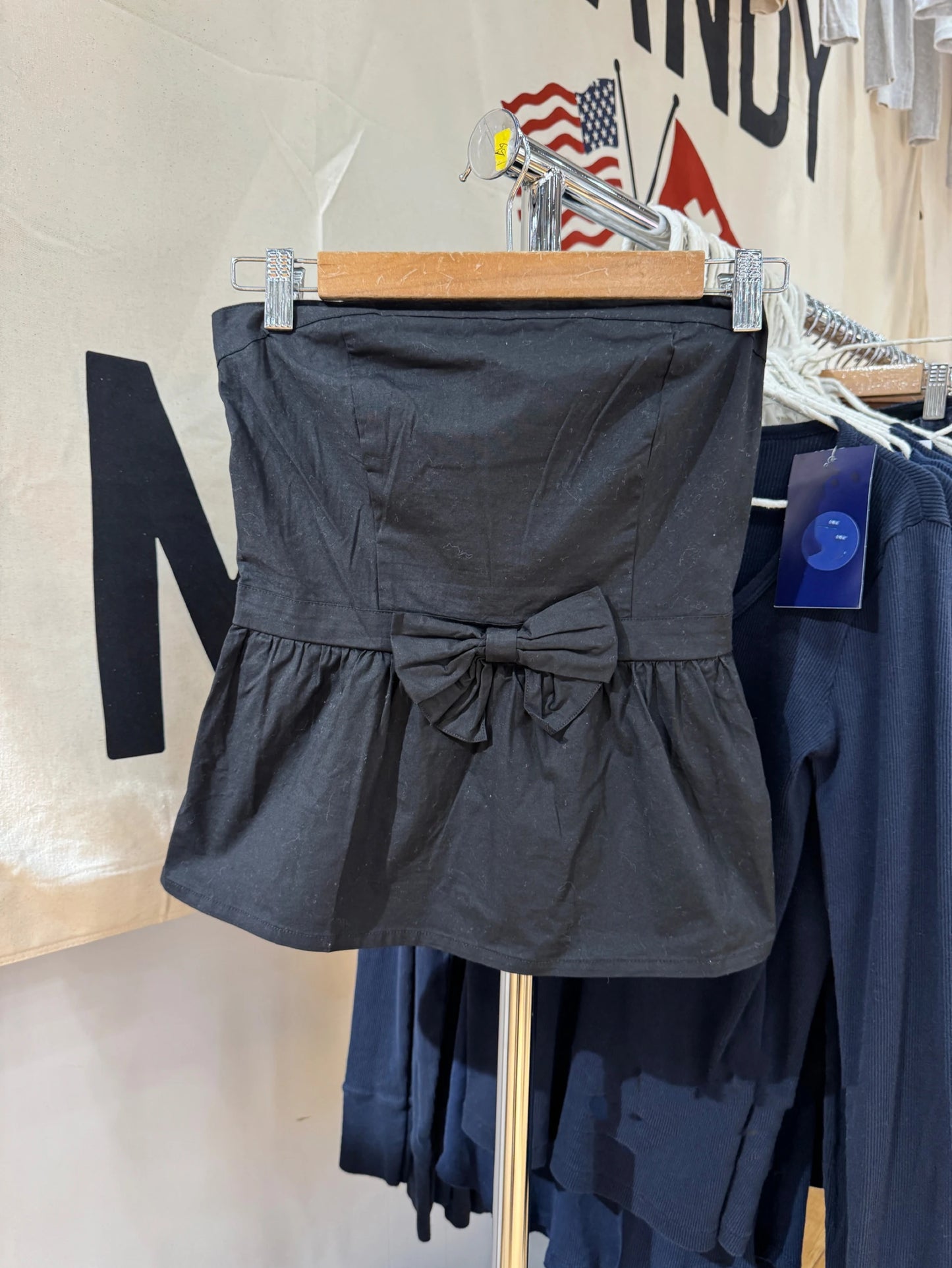 Sexy Blue Striped Bow Tube Top Women New Cute Strapless Cotton Sleeveless Vest Summer Preppy Style Sweet Casual Crop Tank Tops