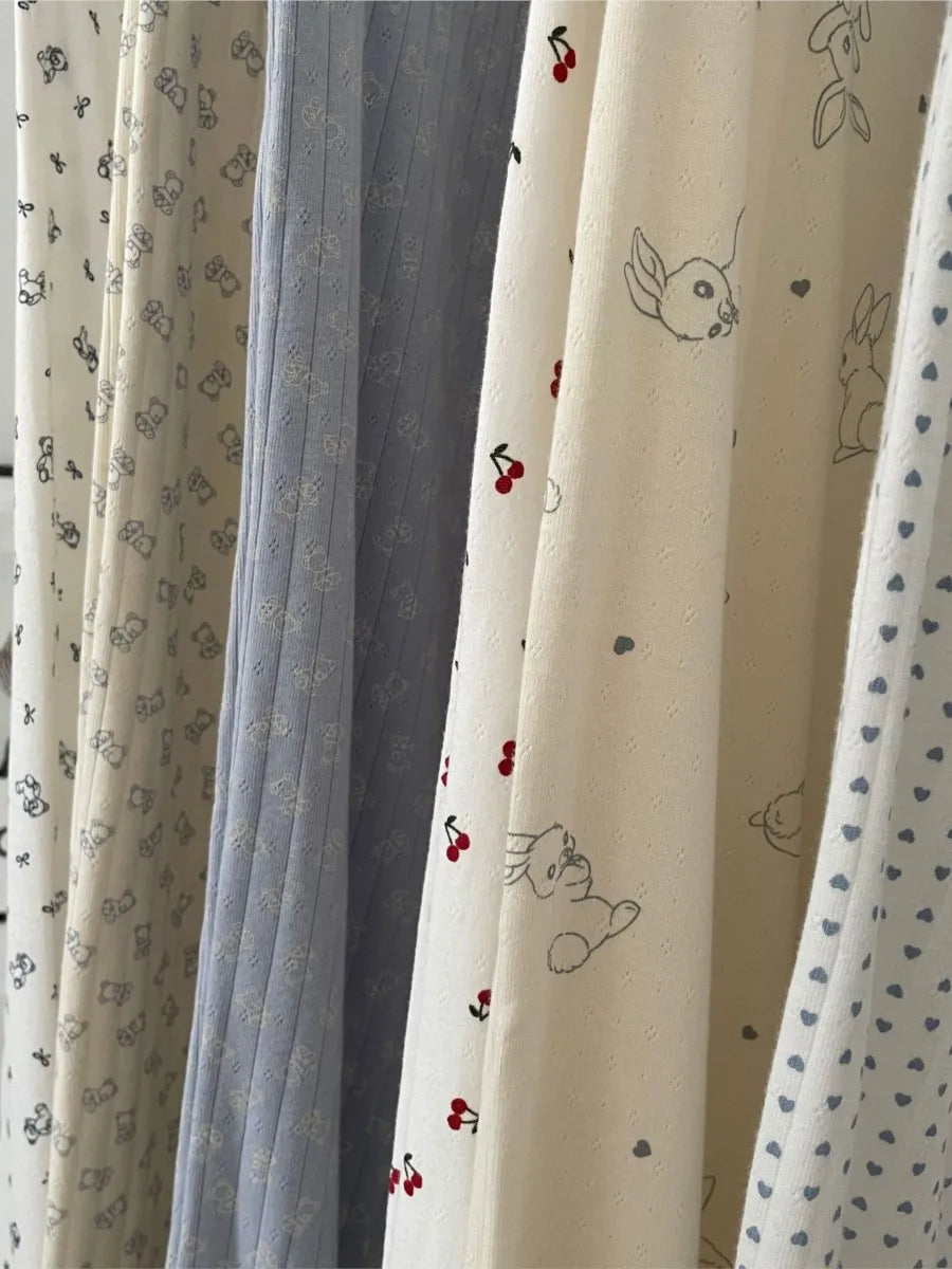 Cute Print Cotton Long Pants Women All-match Soft Elastic High Waist Pajama Trousers Sweet Vintage Preppy Style Home Pant Y2K