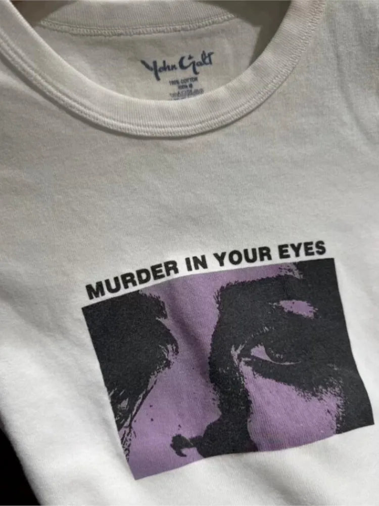 Y2k Graphic Print Slim Crop Tops Women Streetwear O-neck Short Sleeve Cotton Tees Female Summer Vintage Preppy Style Tshirt
