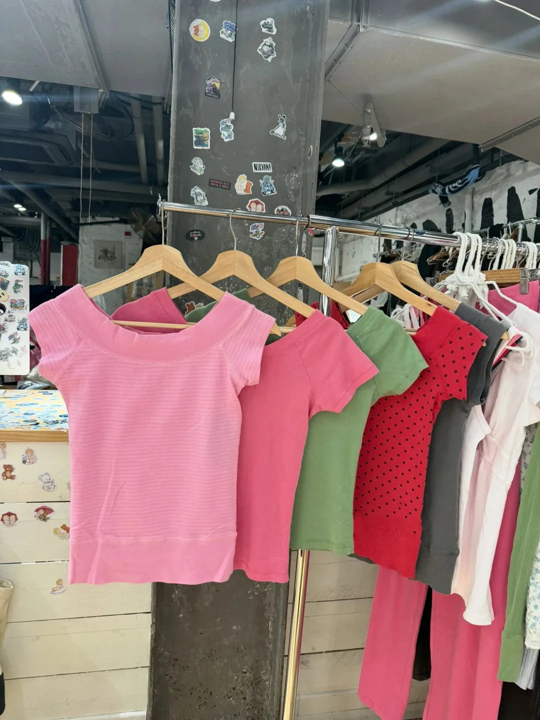 Pink Striped Slash Neck Tee Shirts Women Casual Short Raglan sleeve Cotton Preppy Style Slim Tshirts Sweet Cute Simple T-shirts