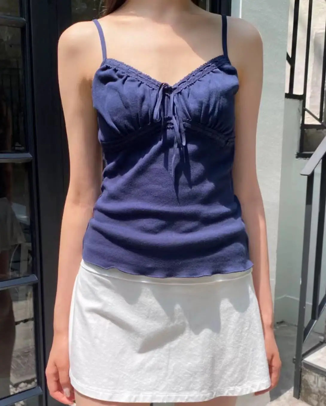 Red Retro Folds V-neck Tank Tops Women Summer New Sexy Casual Sexy Slim Lace-up Sleeveless Vests Vintage Sweet Simple Camisole