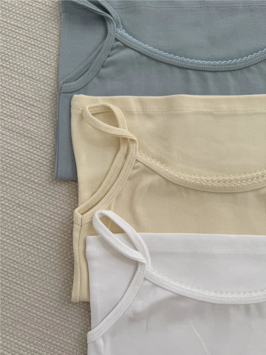 Sweet Solid Lace Trim Slim Tank Top Women Summer Casual Sleeveless Cotton Slim U collar Camis Cute Basic All-match Vest Tops Y2K