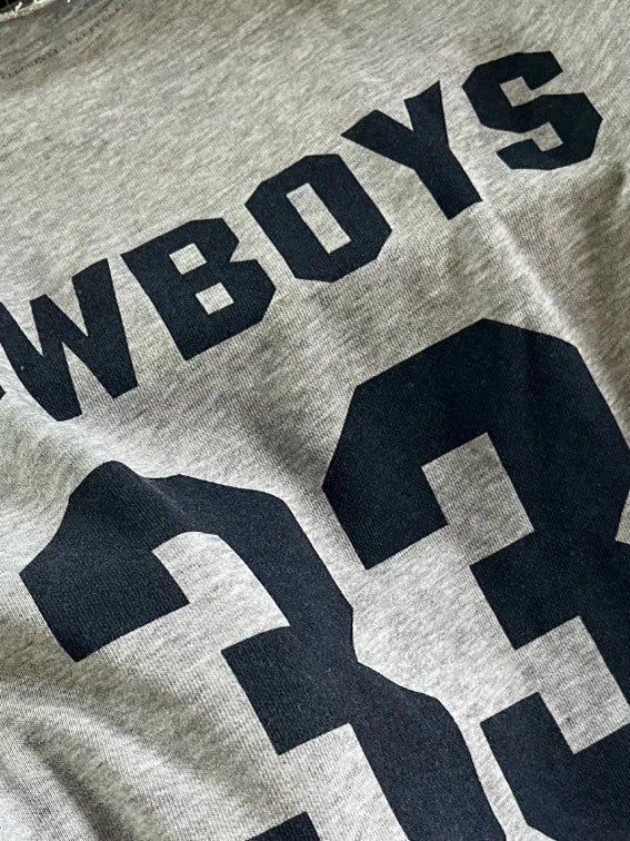 Cowboys 33 Print Loose Sweatshirt Women Raw Hem Slash Neck Cotton Long Sleeve Pullover Tops American Vintage Streetwear Hoodie